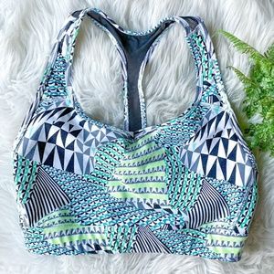 VICTORIA'S SECRET The Player VSX BLUE GRAY NEON BLACK RACERBACK SPORT BRA Small